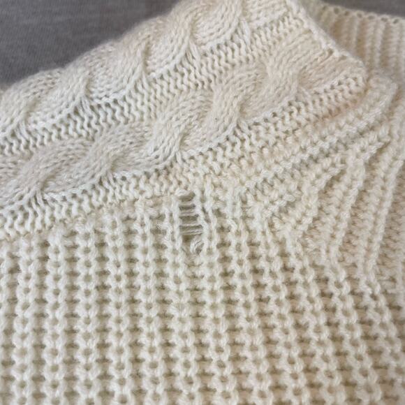 Talbots New Cable Knit Sweater Wool Blend M NWT Ivory Cream  * READ - Picture 6 of 9